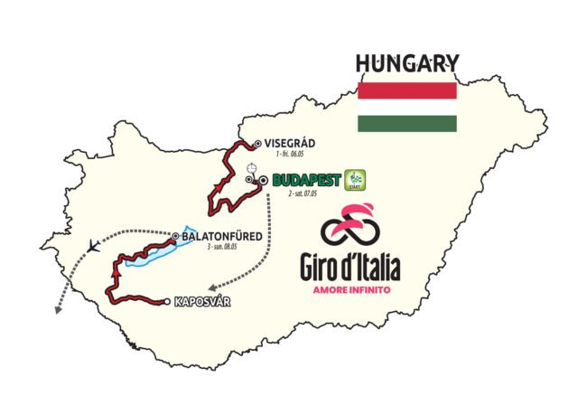 The 2022 Giro d’Italia will start with three stages in Hungary