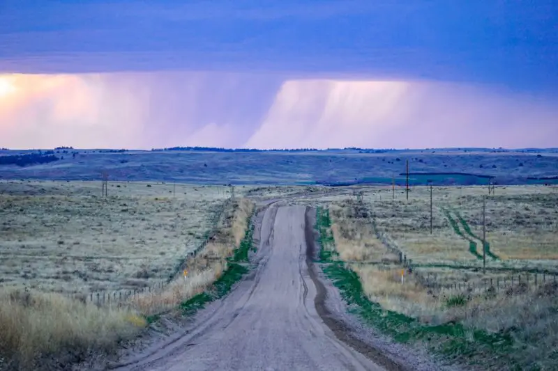 Bikepacking Roots Pony Express route rain on horizon