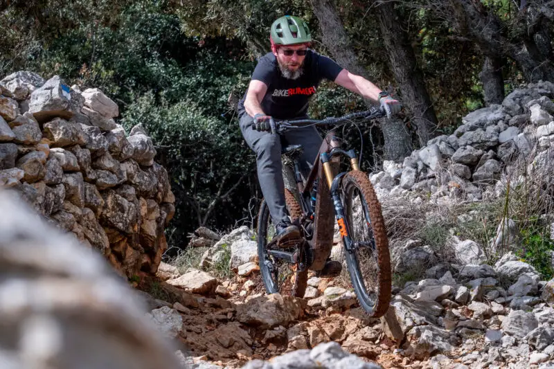 Next-gen Shimano eMTB ebikes transformed with AutoShift FreeShift automatic shifting, powered by LinkGlide, EP-801 & 11sp XT Di2, photo by Dan Milner, rock garden