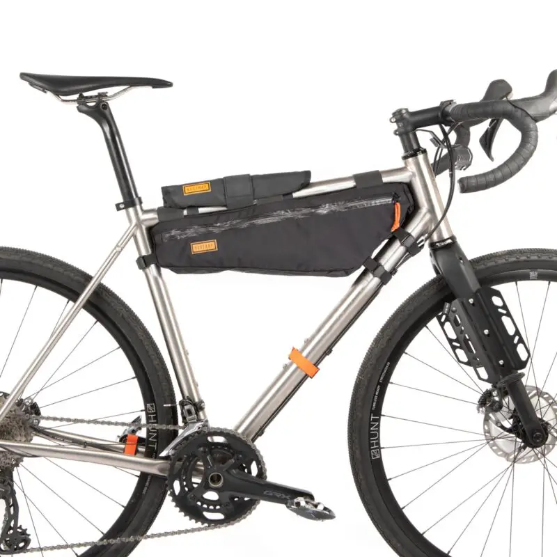 Restrap Hike-A-Bike Harness on bike with frame bag