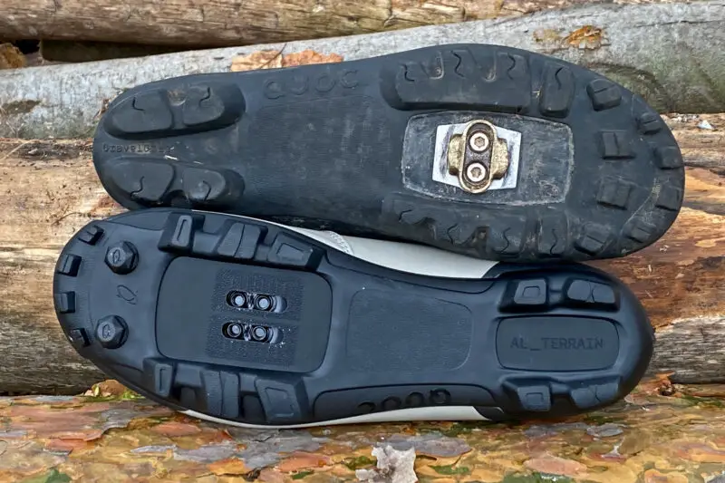 Quoc Gran Tourer XC mountain bike & gravel race shoes, new AL_TERRAIN sole vs. original GravelGrip tread