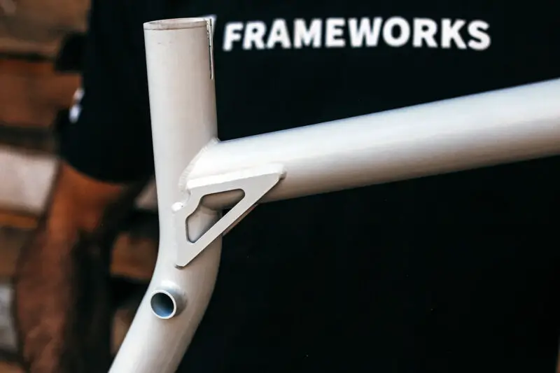 Neko Mulally Frameworks Racing x Cotic 853 steel DH bike project, seat gusset detail