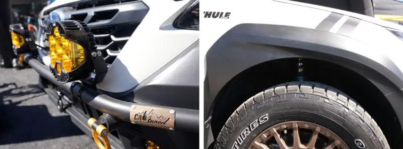 custom overland subaru outback in Thule booth