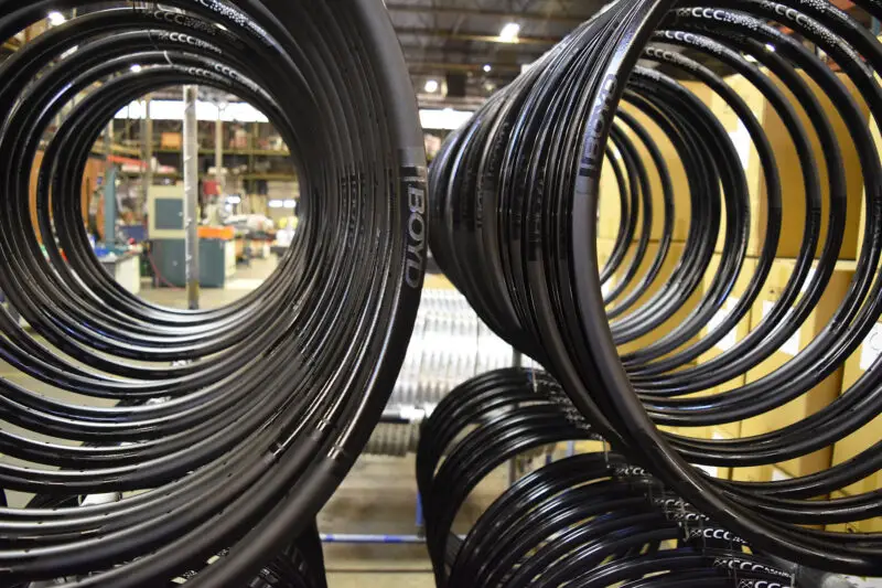 new boyd alloy rims are made in the USA, racked and awaiting finishing