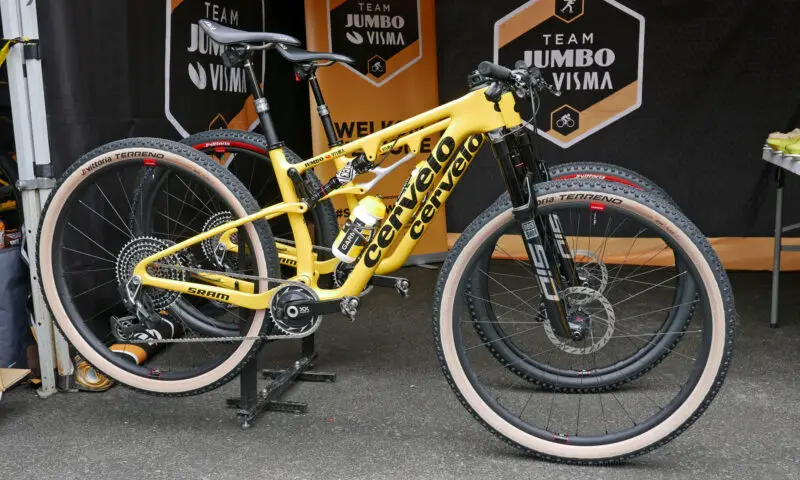 Cervelo ZFS-5 LinkLock prototype lockout gadget, XCO full-suspension to XCC hardtail conversion, bikes