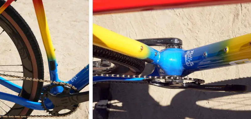 custom painted 51 Cycles Assassin gravel bike with 90s retro color scheme