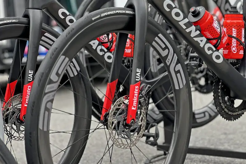 Carbon-Ti X-Rotor SteelCarbon 3 prototype centerlock disc brake rotors, UAE Emirates, front wheel
