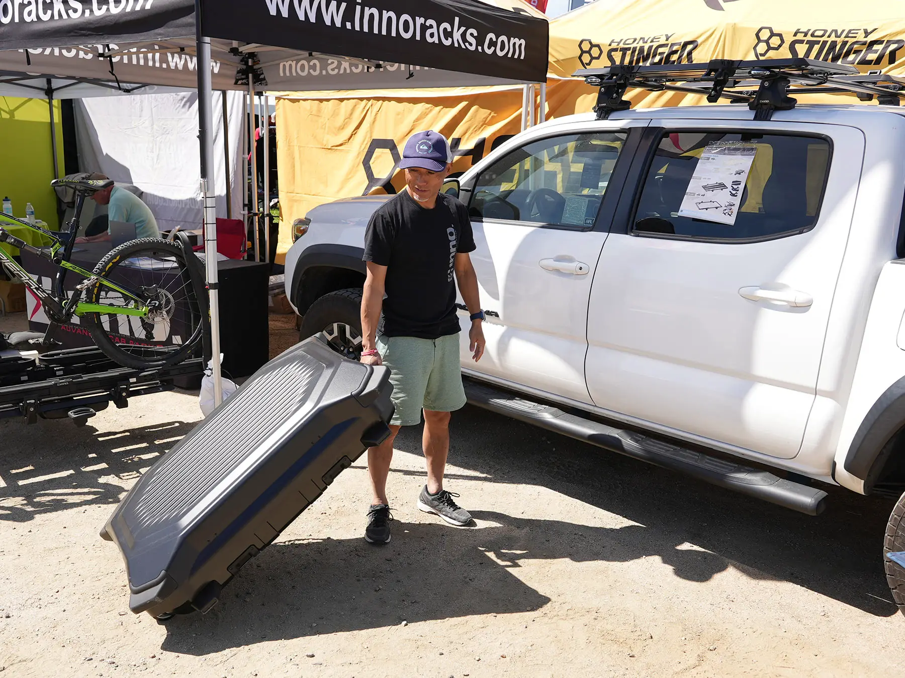 inno racks cargo box that fits on hitch racks and roof racks