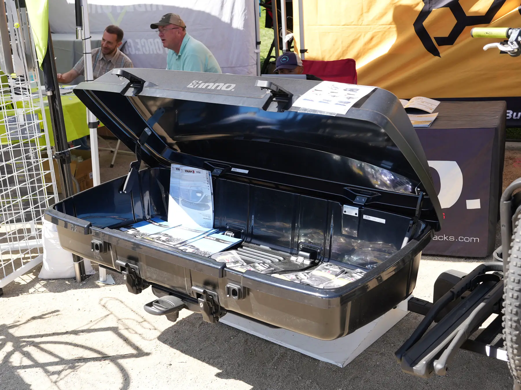 inno racks cargo box that fits on hitch racks and roof racks
