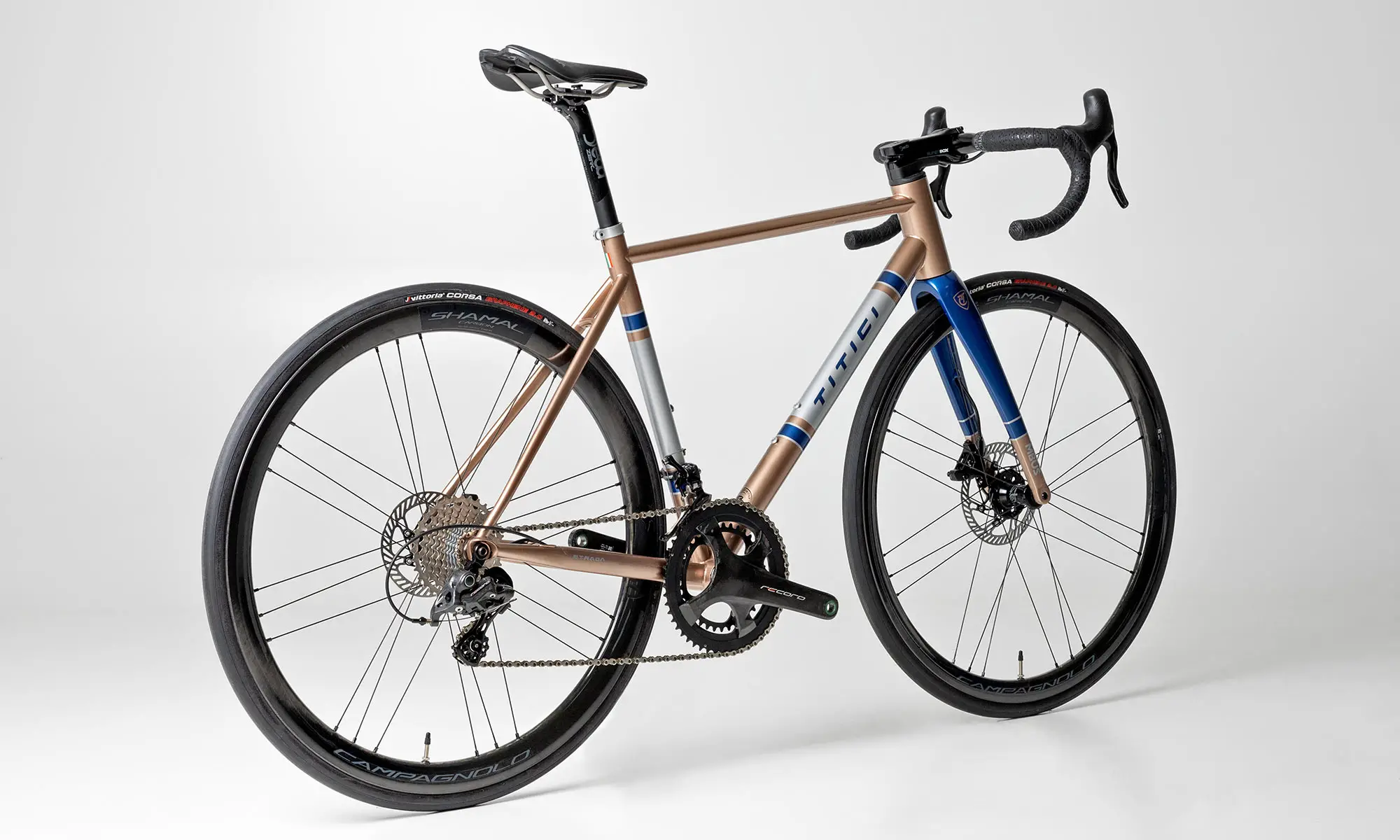 Titici Progetto Sessanta Strada modern steel road bike, handmade-in-Italy, angled rear
