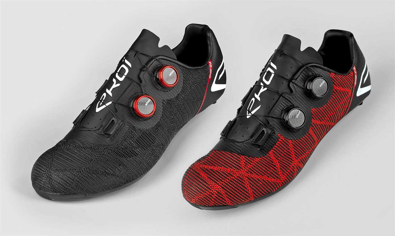 Ekoï C-4 carbon road bike shoes, affordable Ekoi full-carbon sole woven mesh vented cycling shoe, colors red or black