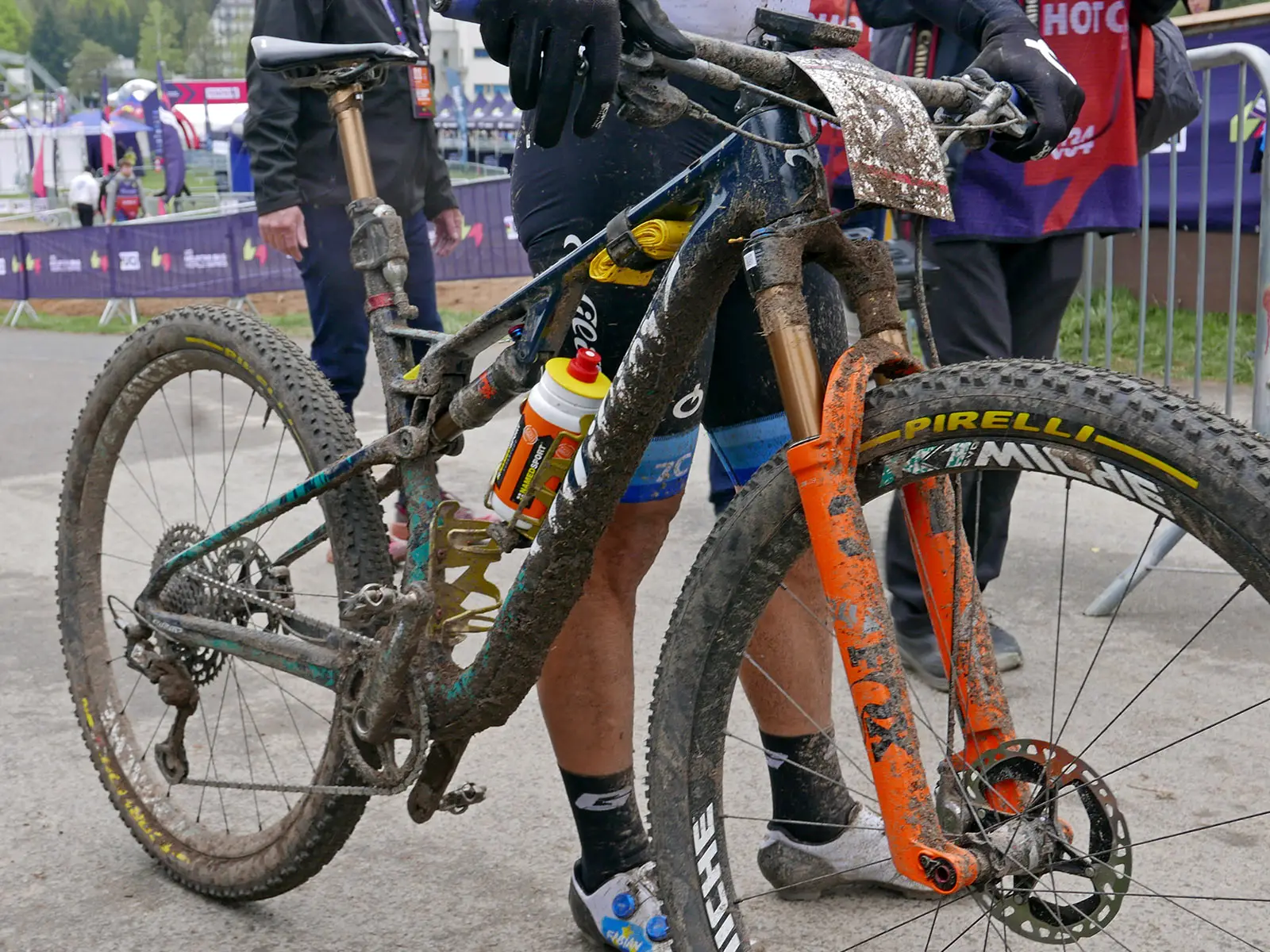 Wilier Urta Max SLR lightweight 120mm carbon XC race mountain bike, post-marathon win