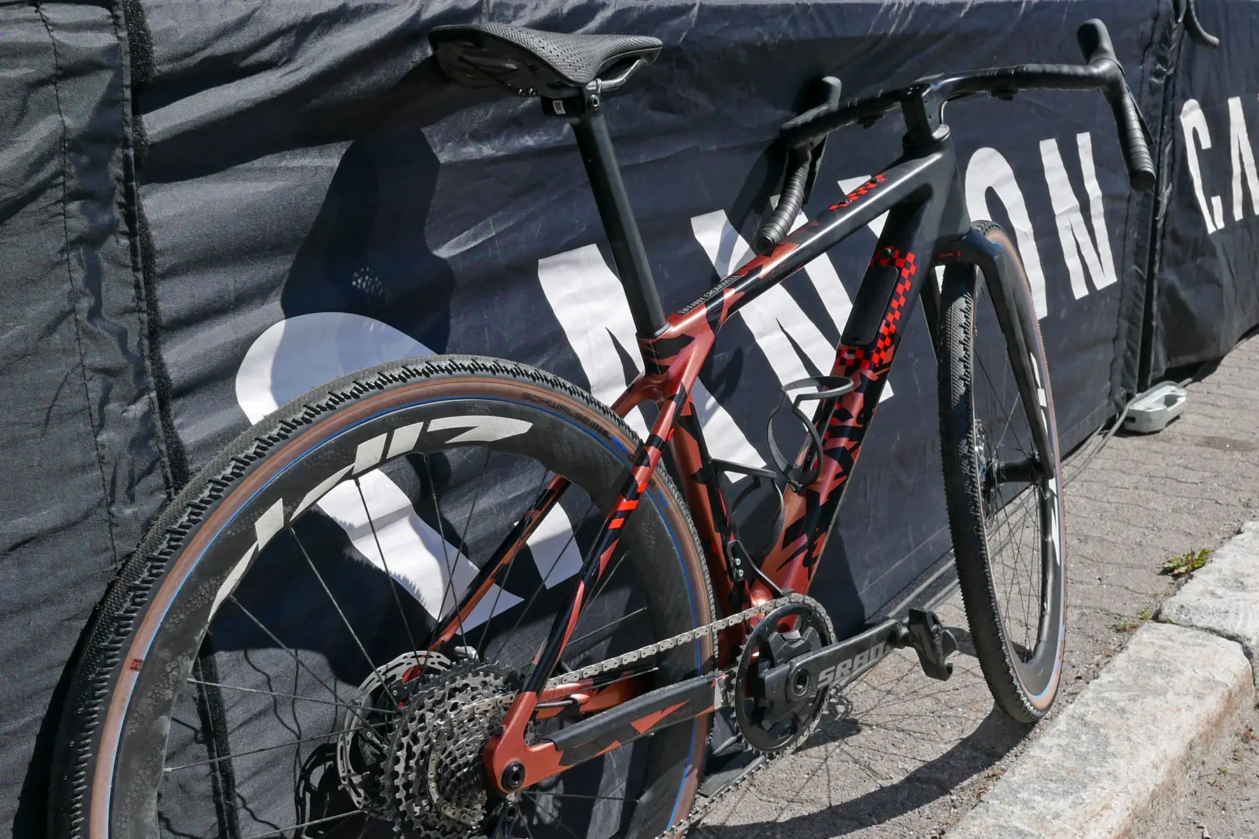 Canyon CFR prototype gravel race bike at FNLD GRVL, angled rear