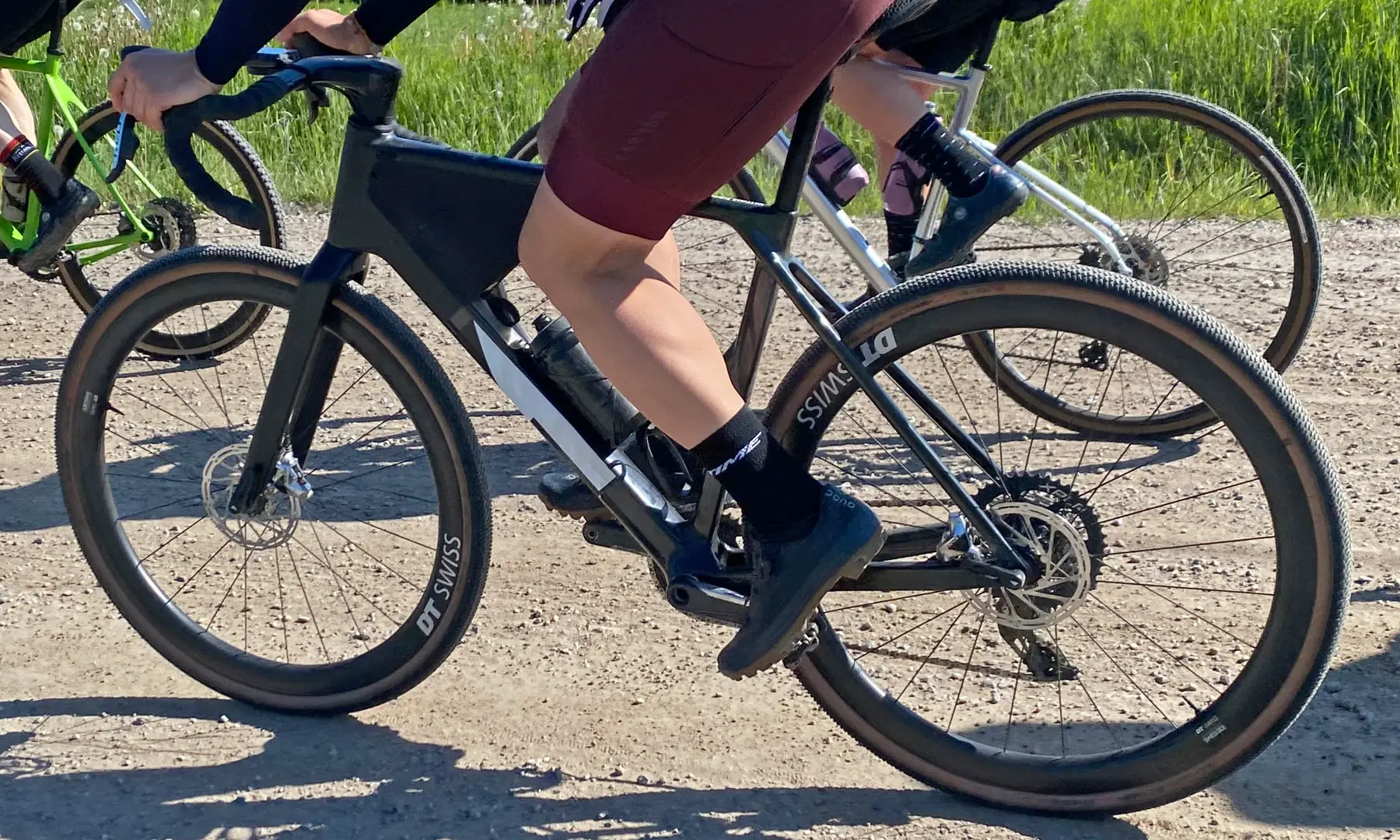 Canyon CFR prototype gravel race bike at FNLD GRVL, riding non-driveside