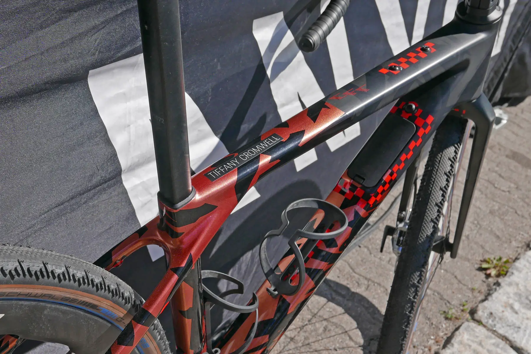Canyon CFR prototype gravel race bike at FNLD GRVL, internal frame storage