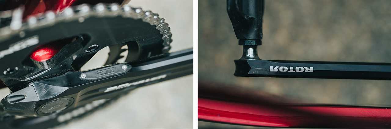 rotor 2inpower sl lightweight dual leg power meter crankset closeup details