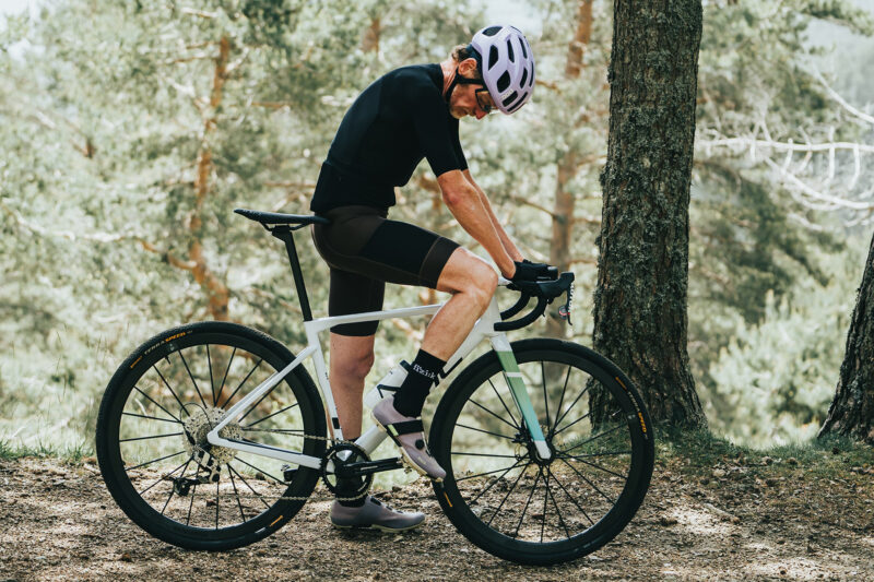 rotor 2inpower sl lightweight dual leg power meter crankset shown on a gravel bike