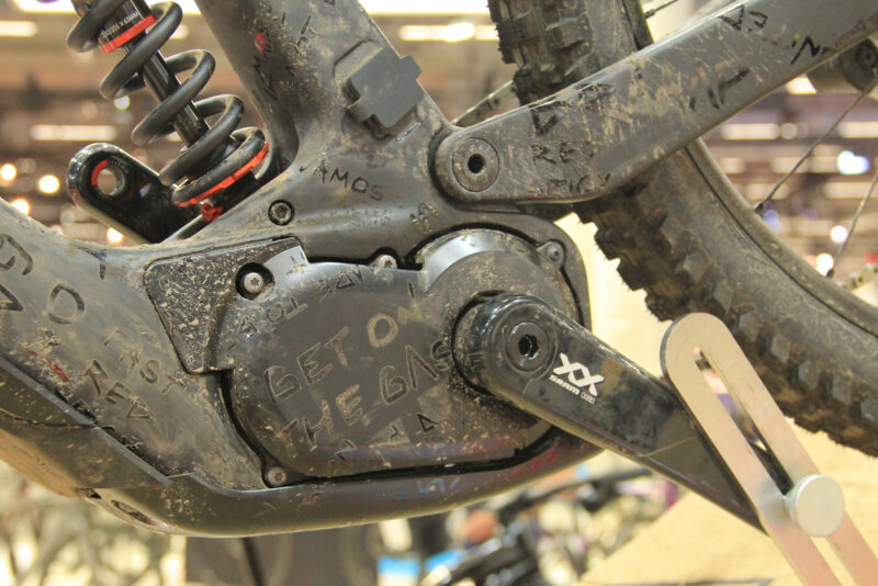 unidentified ebike motor on gasgas prototype emtb with sram axs components and transmission