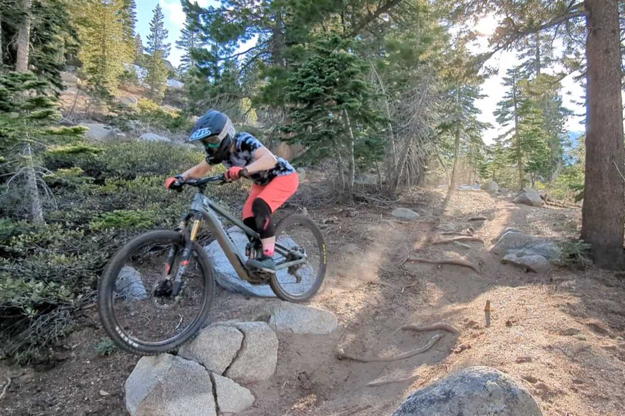 Test riding in the Troy Lee Designs Mischief women's mountain bike shorts