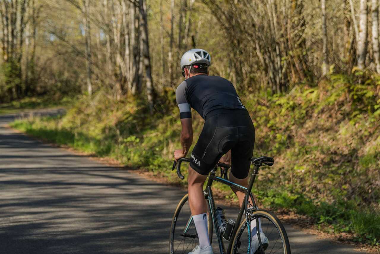 Riding in the Rapha Pro Team Training Cycling bib shorts