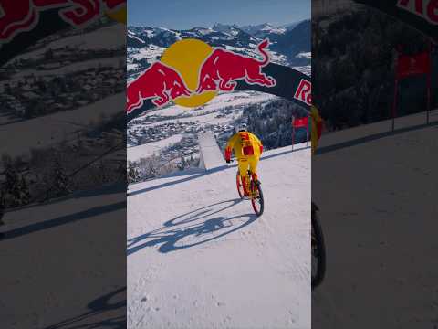 BIKER jumping on SNOW PISTE  !  #backflip # mtb #snow